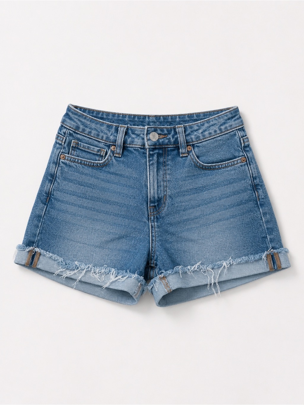 American Eagle Outfitters Light Blue Rolled Fray-Hem Jean Shorts